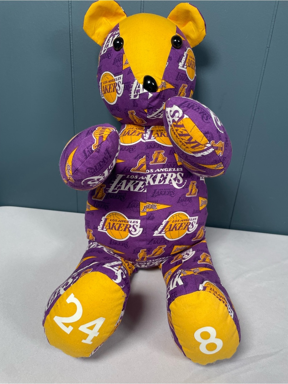 Custom Handmade LA Lakers Kobe Bryant Tribute Teddy Bear Plush Toy 18" Rare